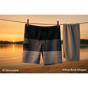 George Gray Swim Trunks‎ TagFree Comfort UPF50 Plus Quick Dry Large